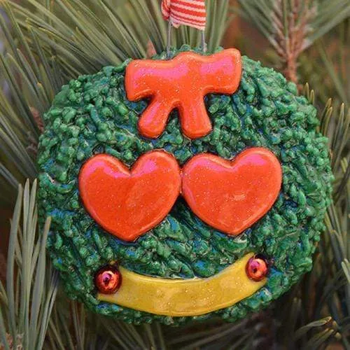 Two Heart Wreath Christmas Ornament