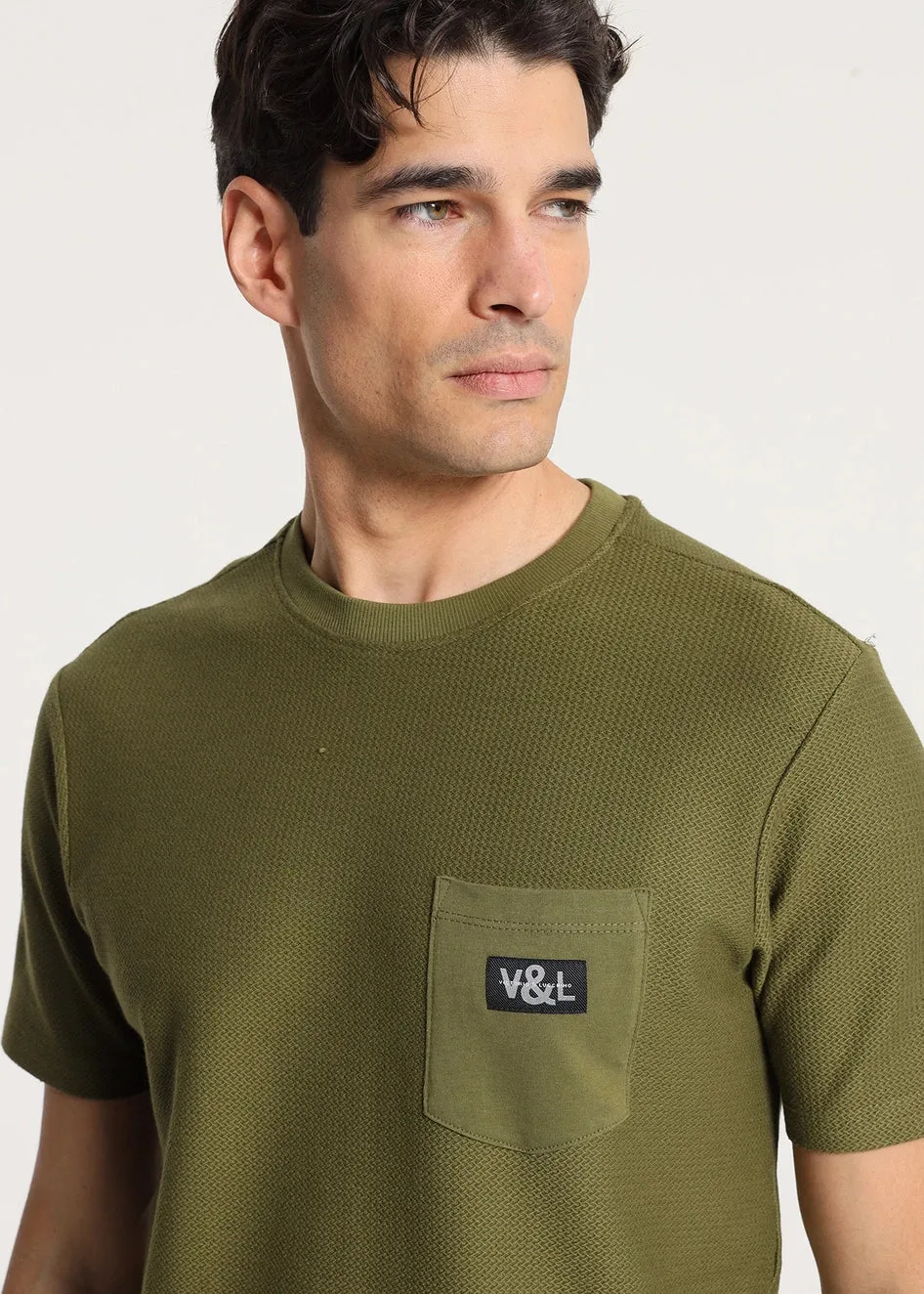 V&Lucchino textured cotton t-shirt green