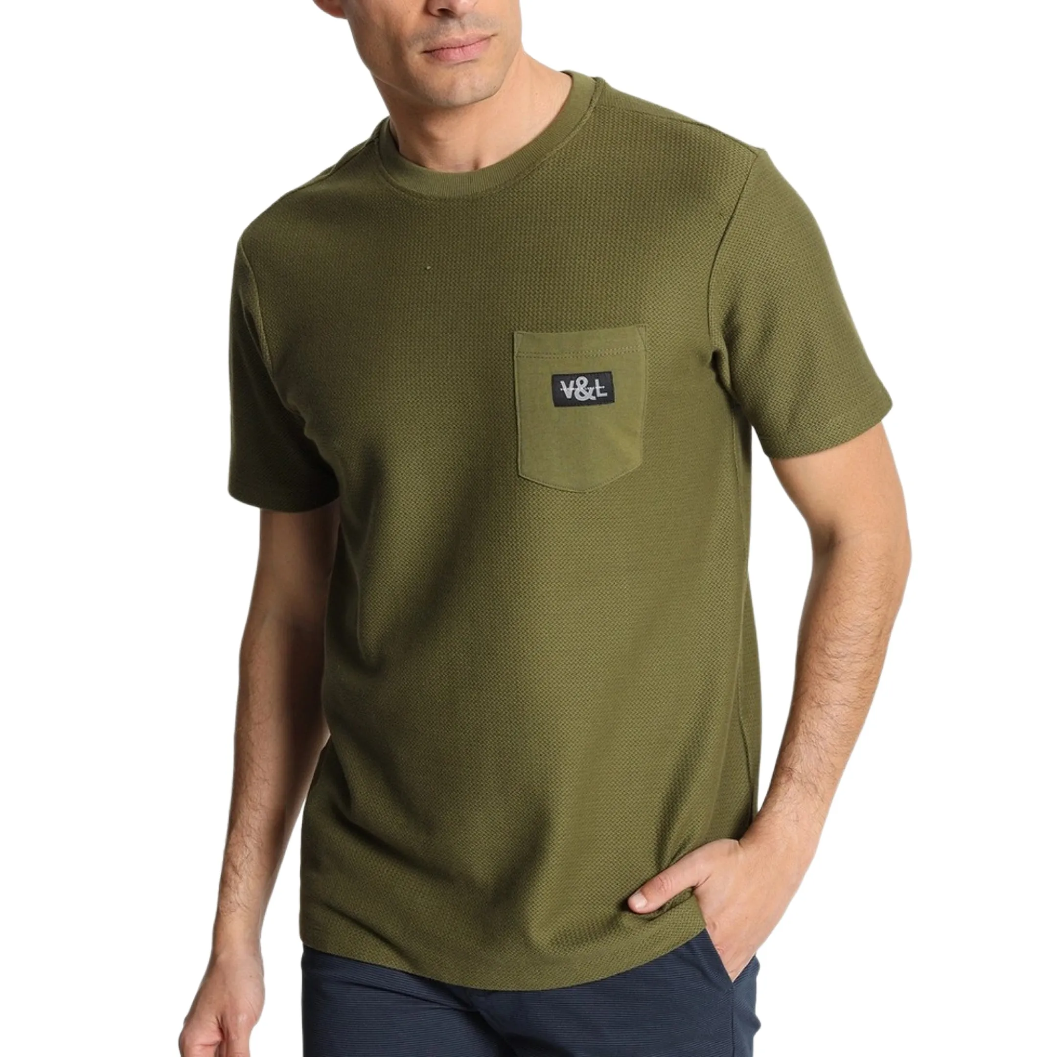 V&Lucchino textured cotton t-shirt green