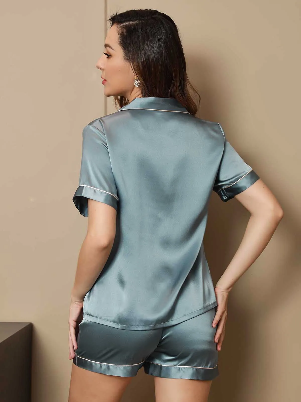 Women's 100% Mulberry Silk Short Sleeve Pyjama Set