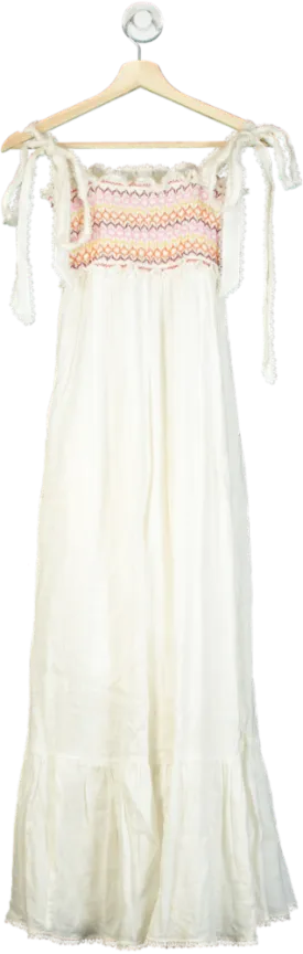 Zimmermann White linen Lace Trimmed Sleeveless Maxi Dress SZ0 UK 6
